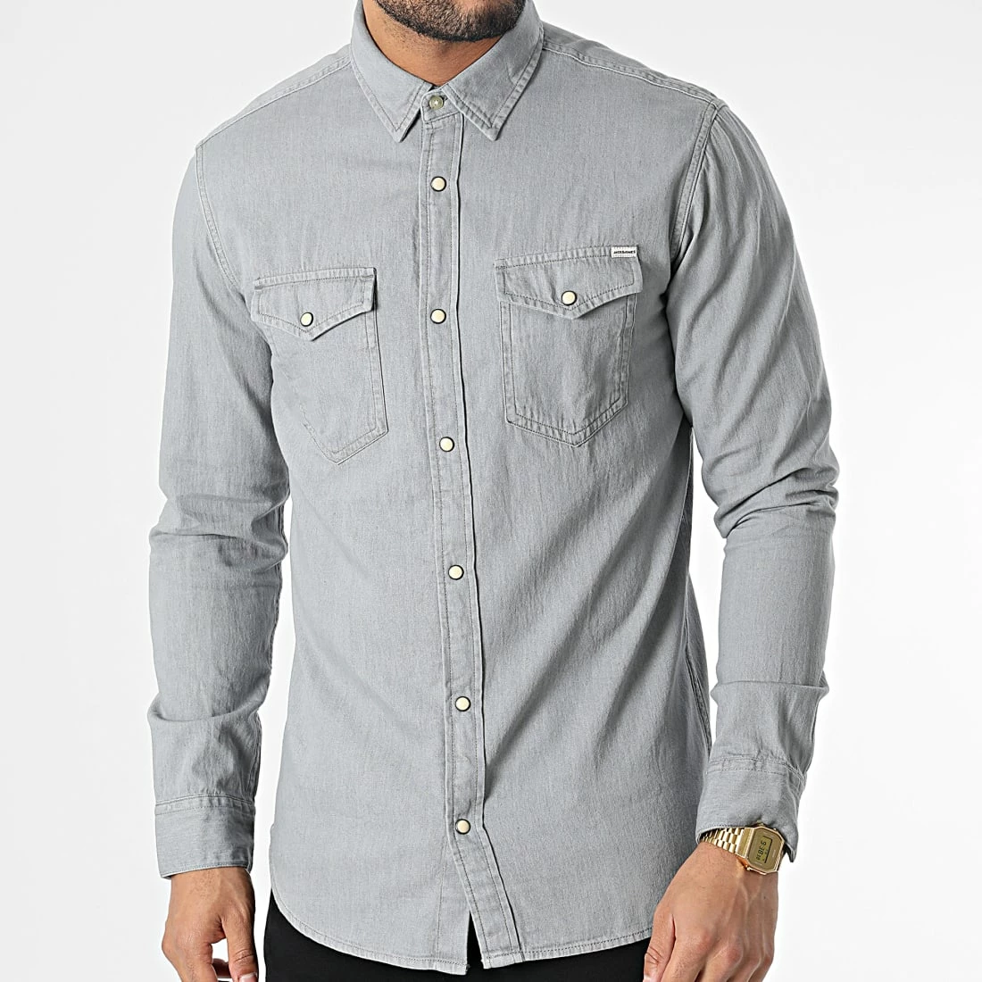 Acheter ⭐ Chemise Jean A Manches Longues Sheridan Gris de Jack And Jones 👍 3 Acheter ⭐ Chemise Jean A Manches Longues Sheridan Gris de Jack And Jones 👍 – Image 3