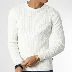 Grosses soldes ⭐ Pull Richard Knit 12220795 Blanc Cassé de Jack And Jones 🤩
