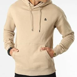 Vente flash ⭐ Sweat Capuche Star Roof Beige de Jack And Jones 🌟